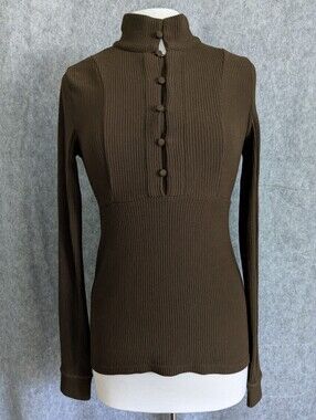 Solid Citizen Equestrian Kori Top Chocolate Brown Rib Knit Size Lg